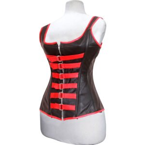 Black & Red Buckle Front Corset Top